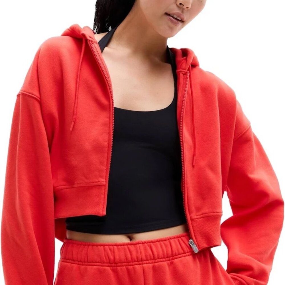 Athleta Forever Fleece Crop Full Zip - Cardinal Red - S